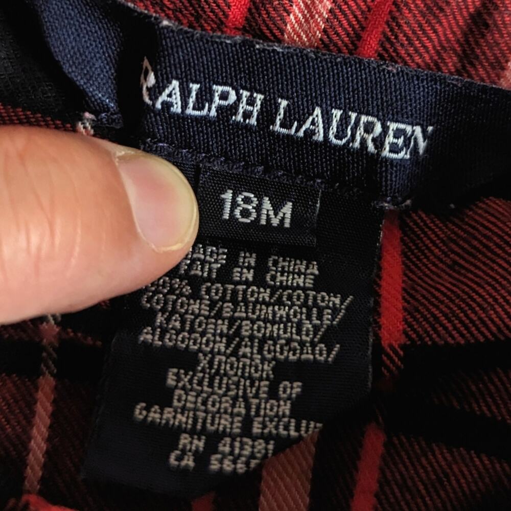 Ralph Lauren Dress Girls Sz 18m Red Plaid Ruffle Preppy Christmas - Picture 5 of 5